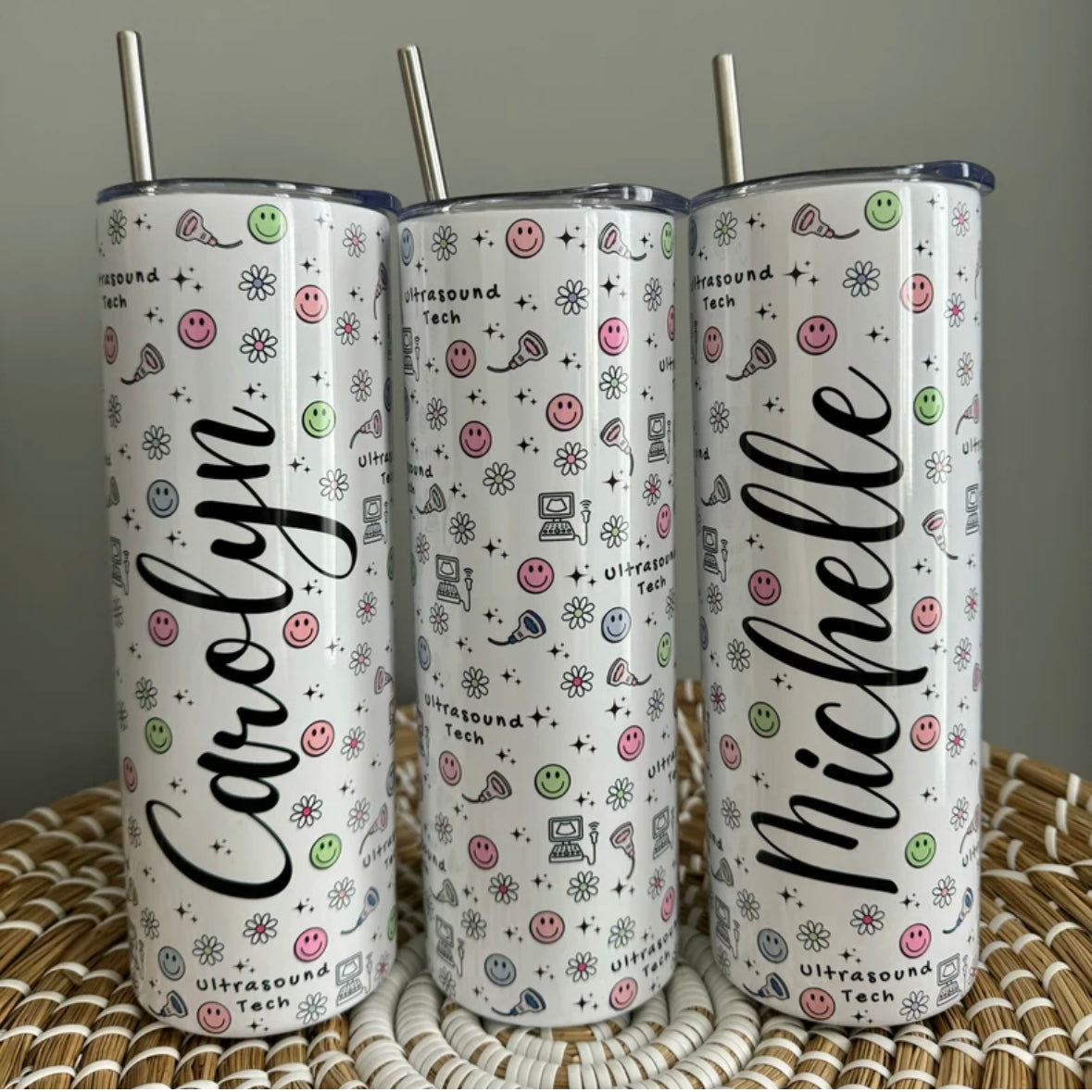 Ultrasound Tech/Sonographer Tumbler Smiley Faces