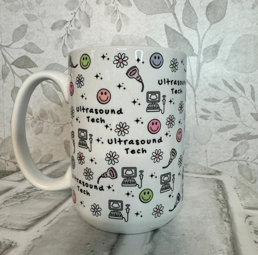 Ultrasound Tech Mug Smiley Faces