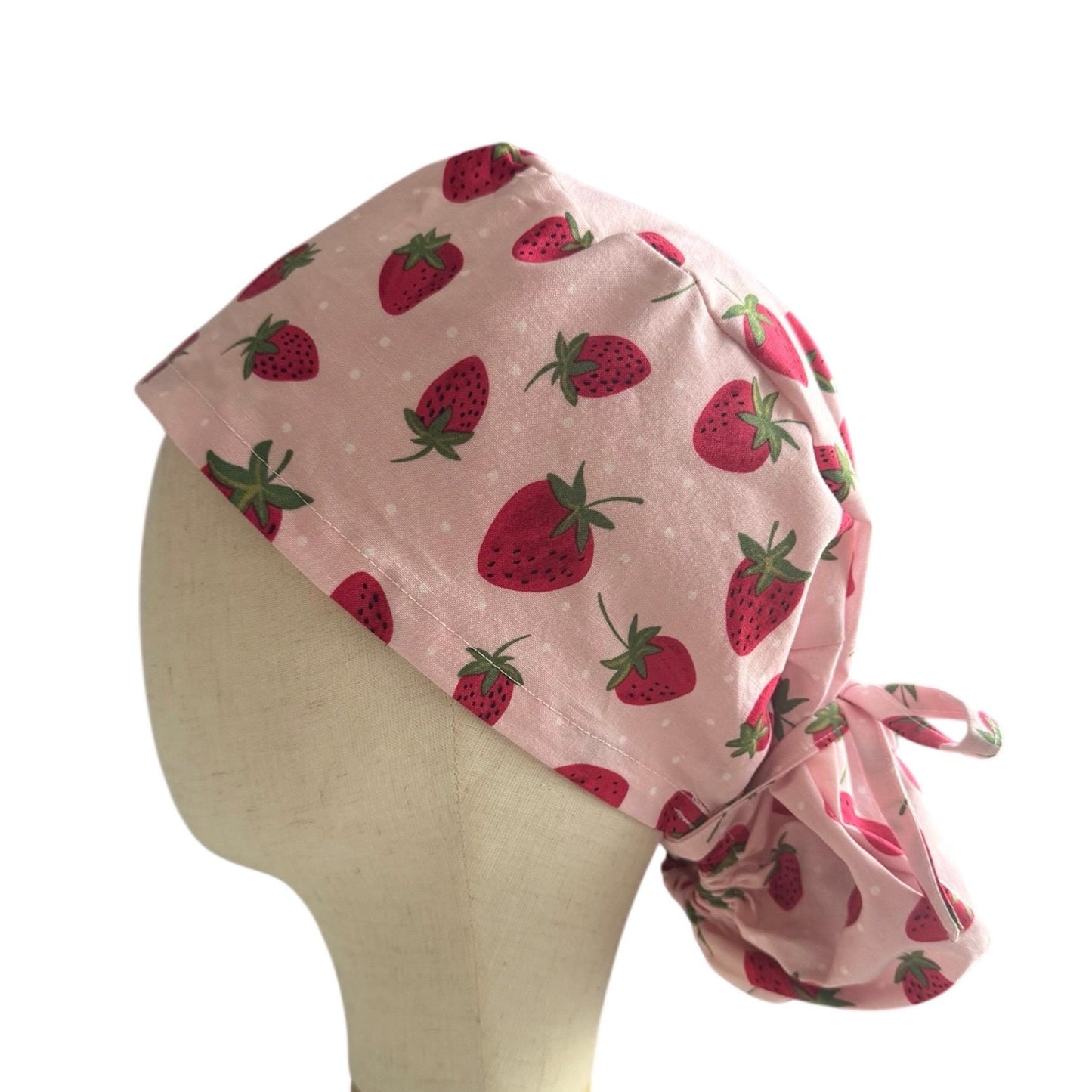 Strawberry Ponytail Scrub Cap, Cotton Surgical Scrub Cap, OR Scrub Cap