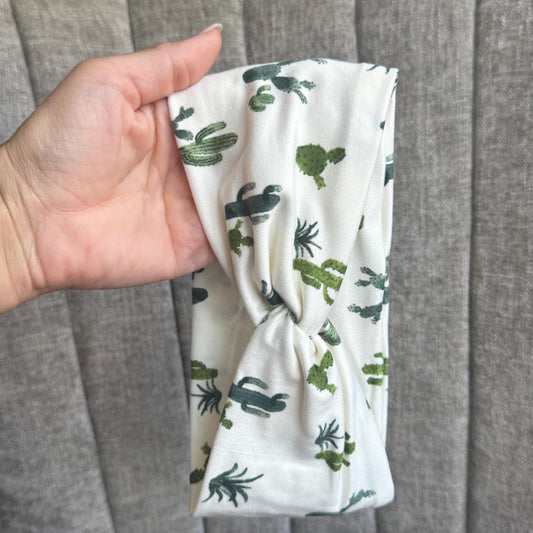 Ivory Cactus Twist Headband, Stretchy Soft Headband