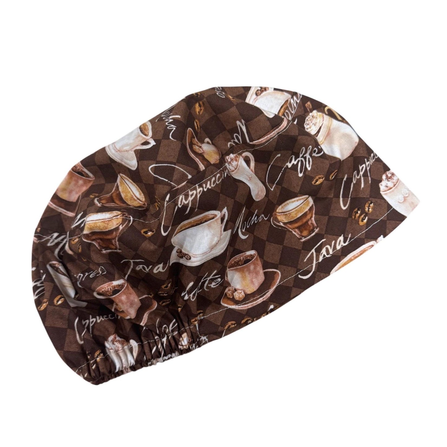 Coffee Print Euro Scrub Cap • 100% Cotton Surgical Hat • Adjustable Elastic • Nurse Hat • Women’s Scrub Cap • Barista Coffee Medical Cap