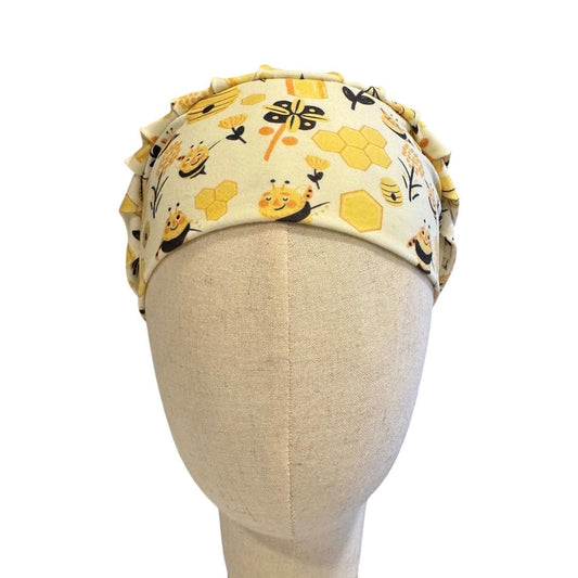 Bees Bouffant Scrub Cap, Headband Style Surgical Hat