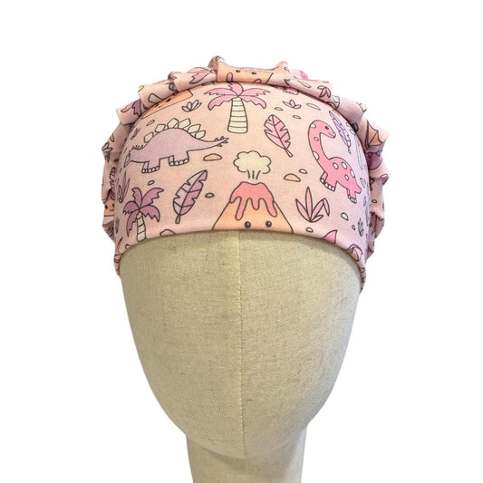 Pink Dinosaur Print Scrub Cap | Bouffant Headband Style, Surgical Hat
