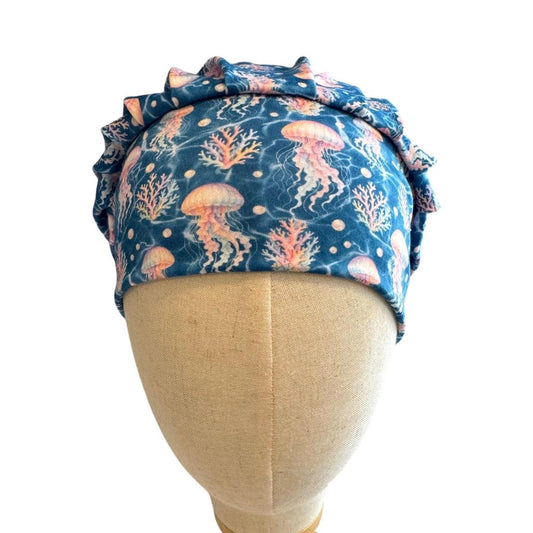 Jellyfish Bouffant Scrub Cap, Ocean Surgical Hat, OR