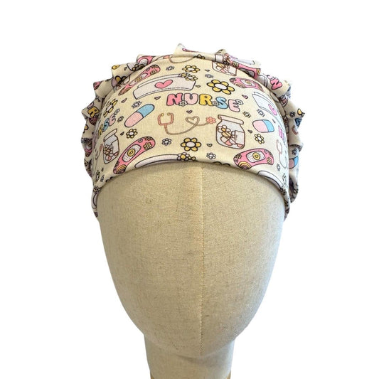 Nurse Bouffant Scrub Cap, Headband Style Surgical Hat, OR Cap