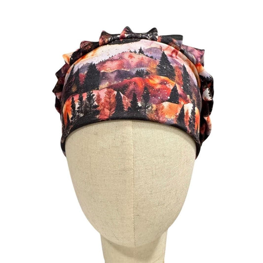 Mountain Forest Bouffant Scrub Cap | Nature Nurse Scrub Hat | Sunset Surgical Cap