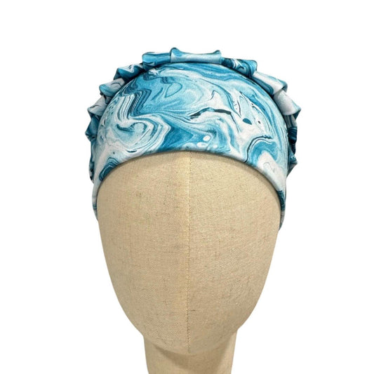 Turquoise White Marble Bouffant Scrub Cap | Teal Swirl Surgical Cap | Nurse Scrub Hat |