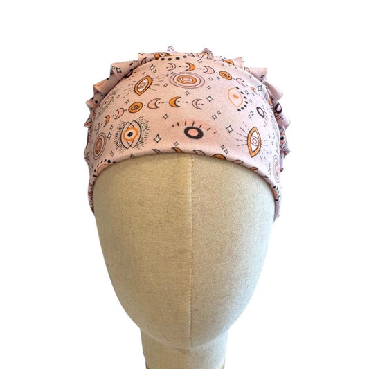 Evil Eye Bouffant Scrub Cap, Headband Style Surgical Hat, OR Cap, Celestial Nurse Hat