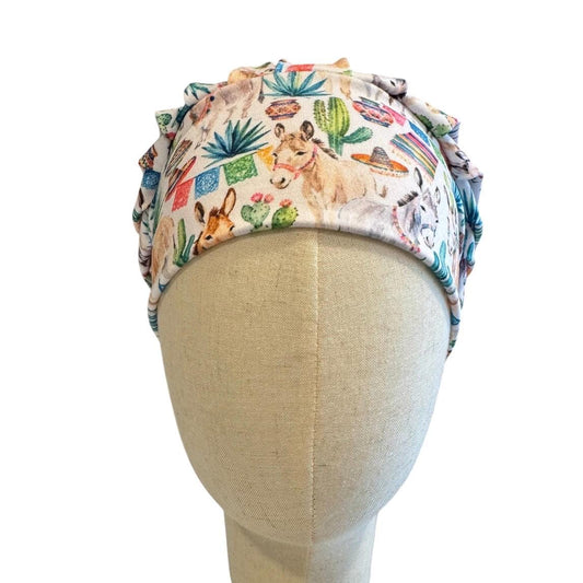 Donkey Cactus Bouffant Scrub Cap | Headband Style Surgical Hat