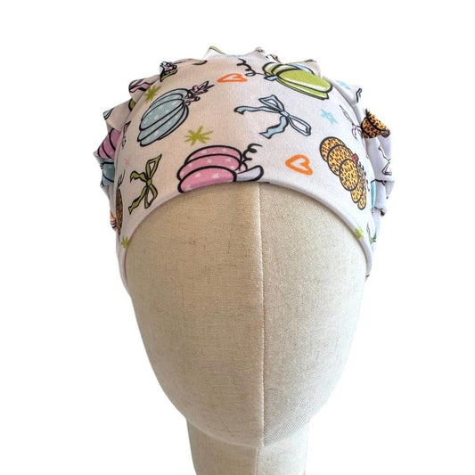 Pastel Pumpkin Bouffant Scrub Cap, Fall Surgical Hat