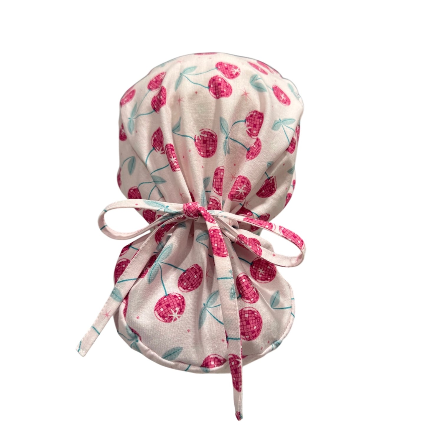 Cherry Disco Ponytail Scrub Cap