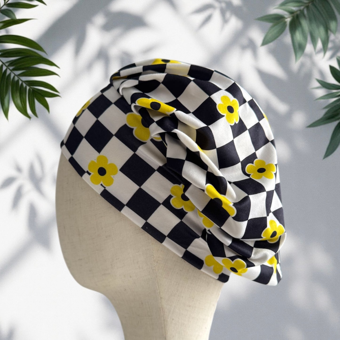 Floral Checkered Scrub Cap