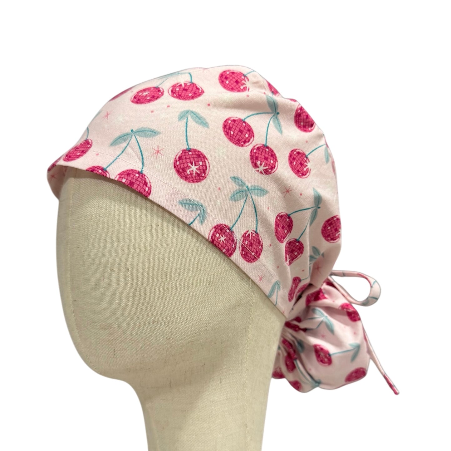 Cherry Disco Ponytail Scrub Cap