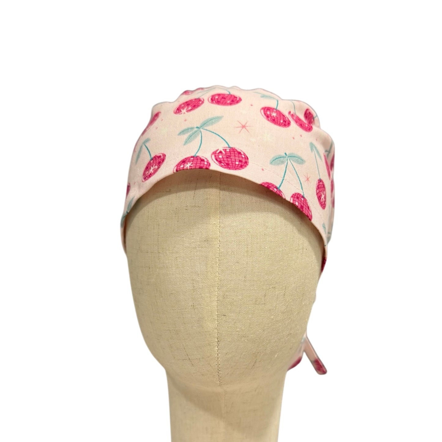 Cherry Disco Ponytail Scrub Cap