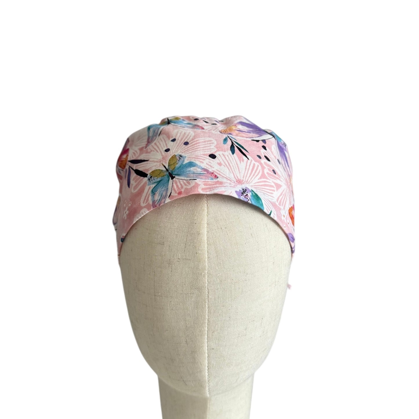 Pink Butterflies Ponytail Scrub Cap