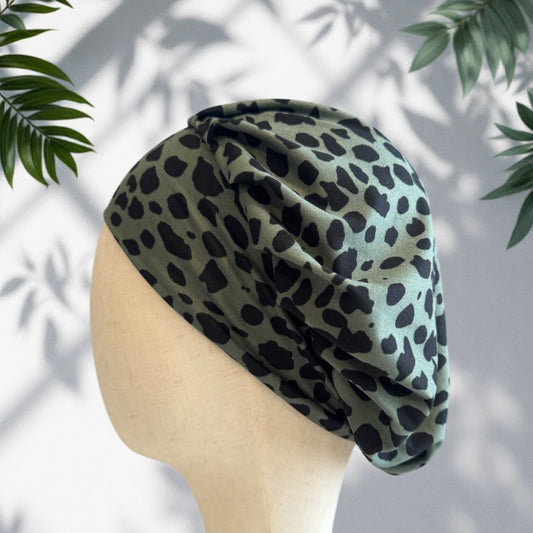 Dark Sage Cheetah Scrub Cap