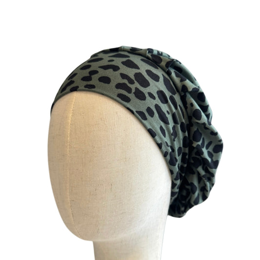 Dark Sage Cheetah Scrub Cap