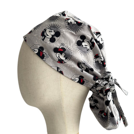 Gray Mickey Disney Ponytail Scrub Cap