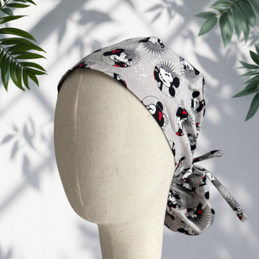 Gray Mickey Disney Ponytail Scrub Cap