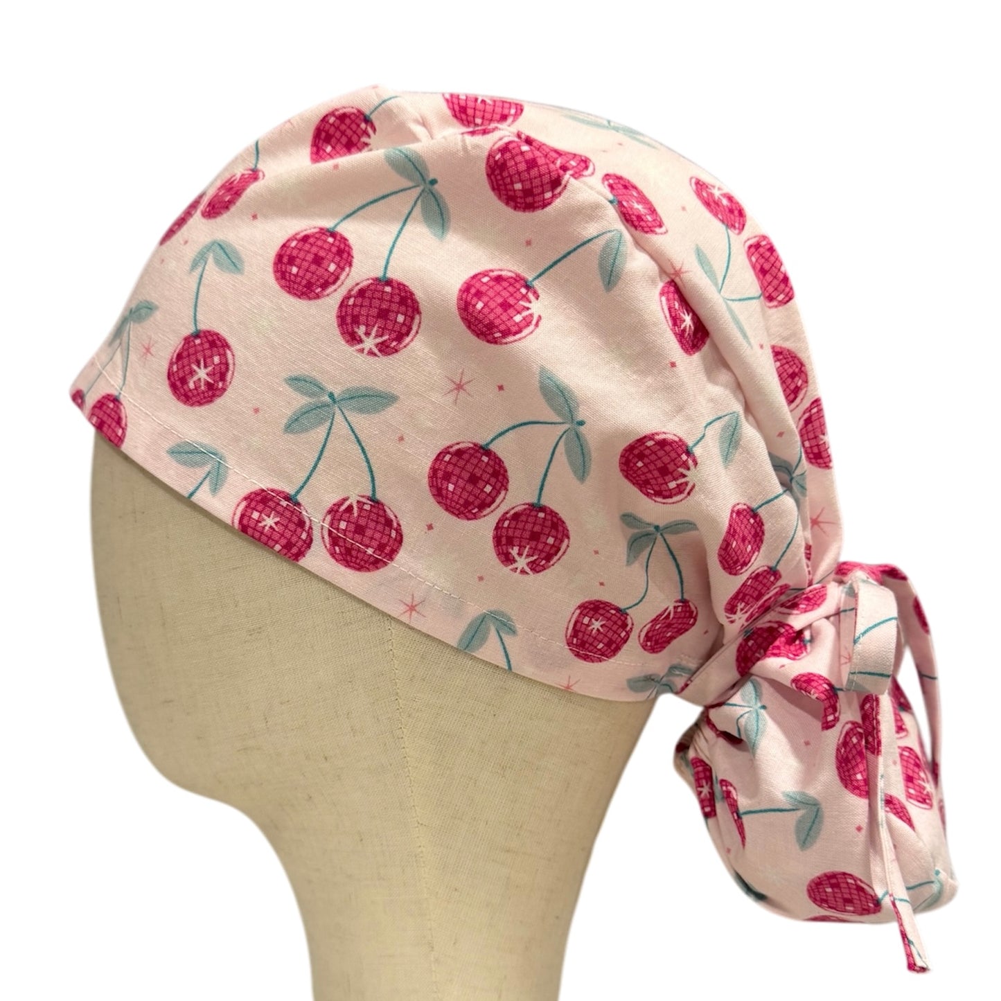 Cherry Disco Ponytail Scrub Cap