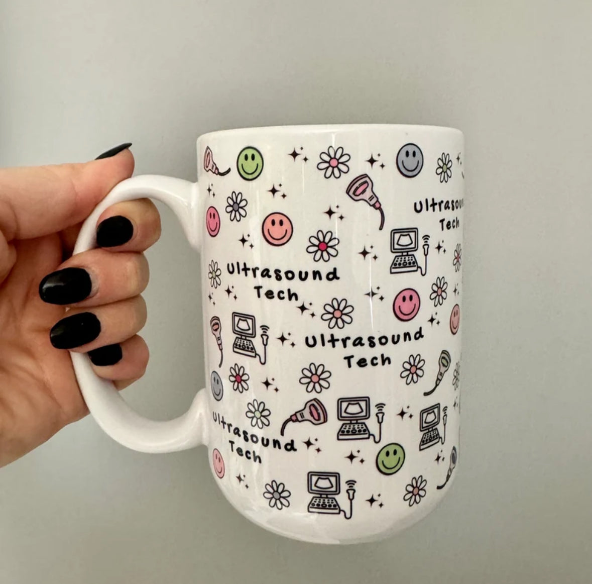 Ultrasound Tech Mug Smiley Faces