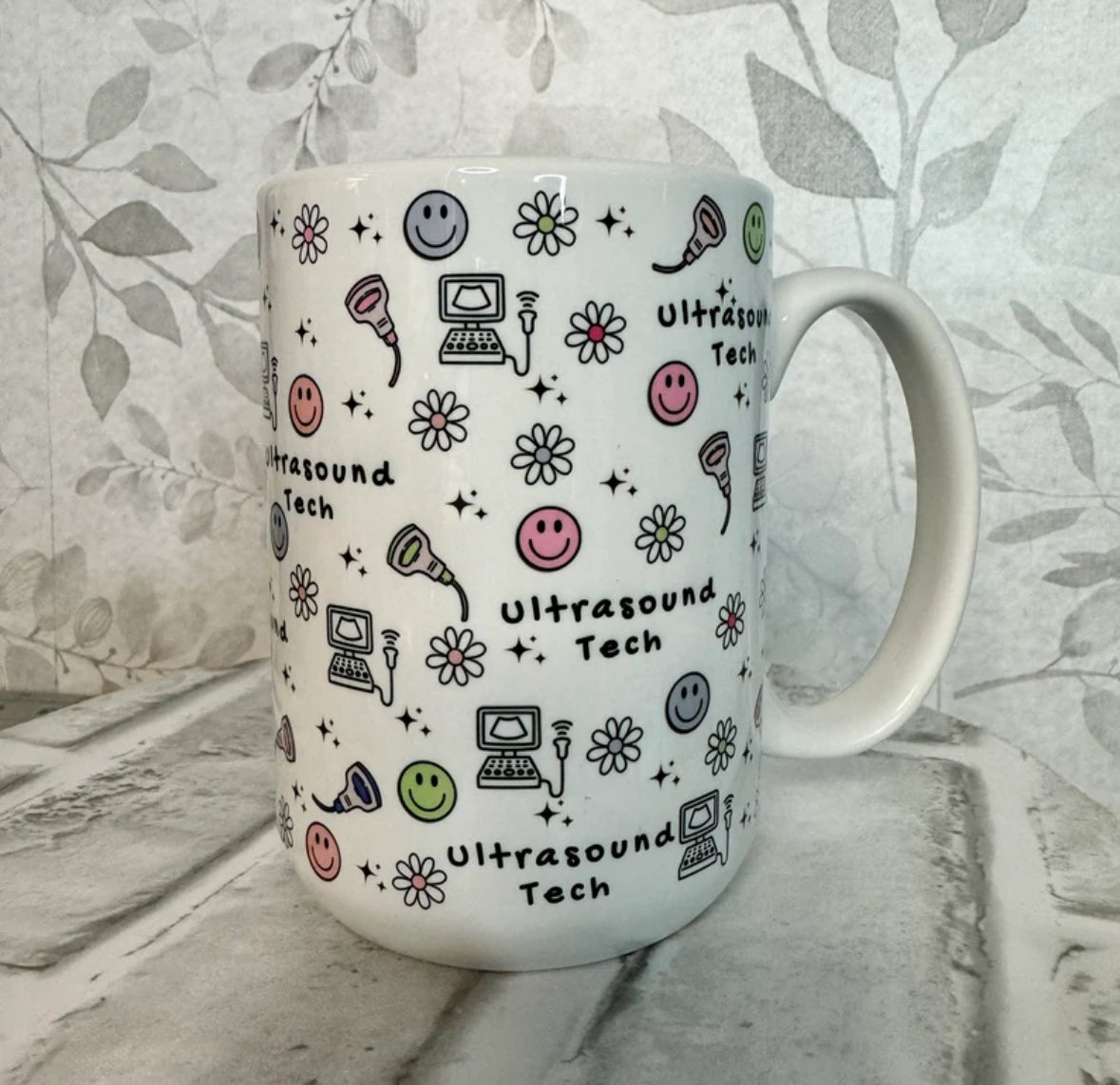 Ultrasound Tech Mug Smiley Faces