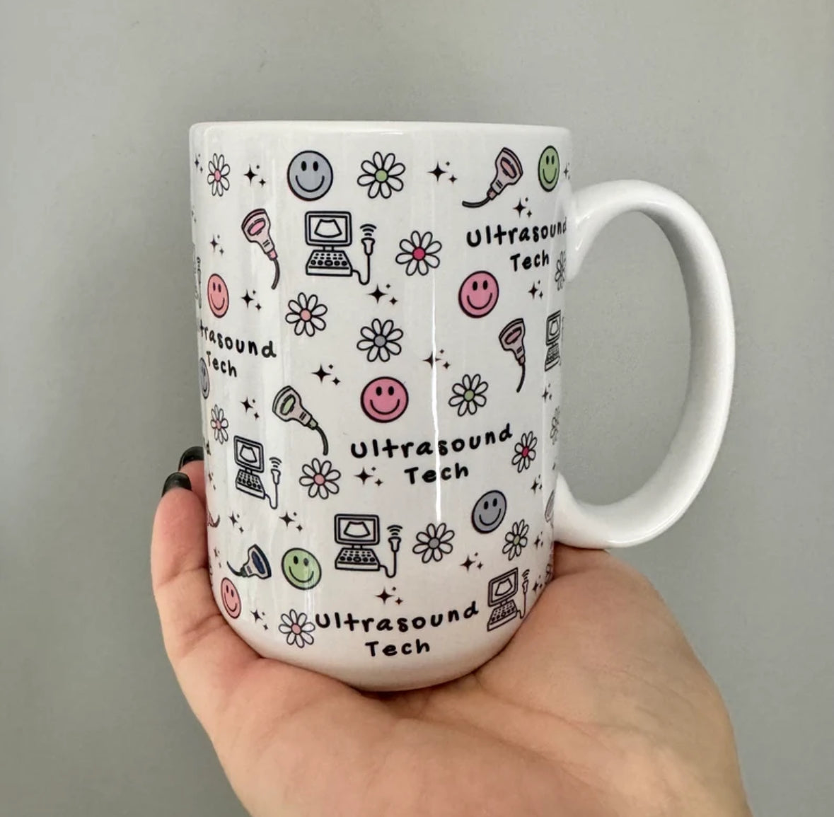 Ultrasound Tech Mug Smiley Faces