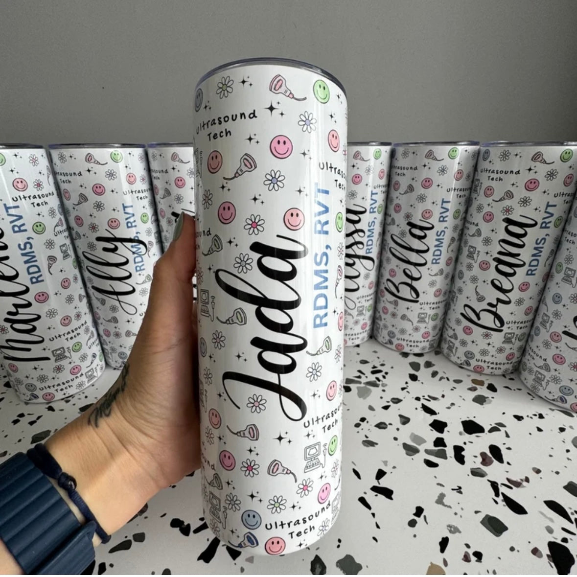 Ultrasound Tech/Sonographer Tumbler Smiley Faces