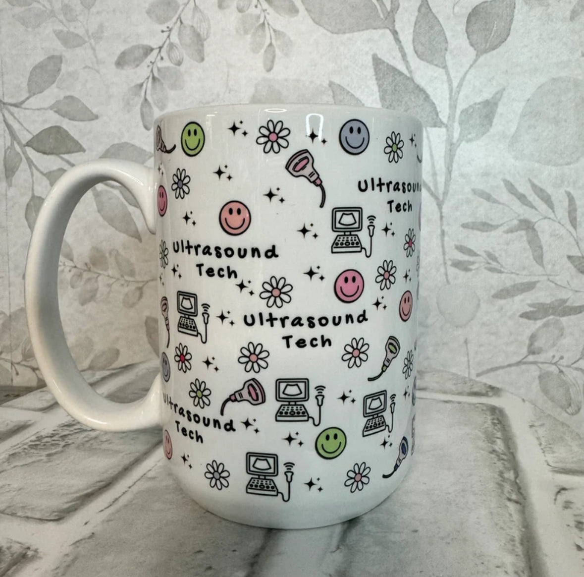 Ultrasound Tech Mug Smiley Faces
