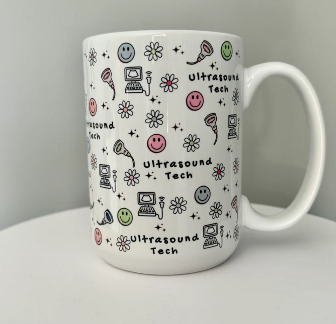 Ultrasound Tech Mug Smiley Faces