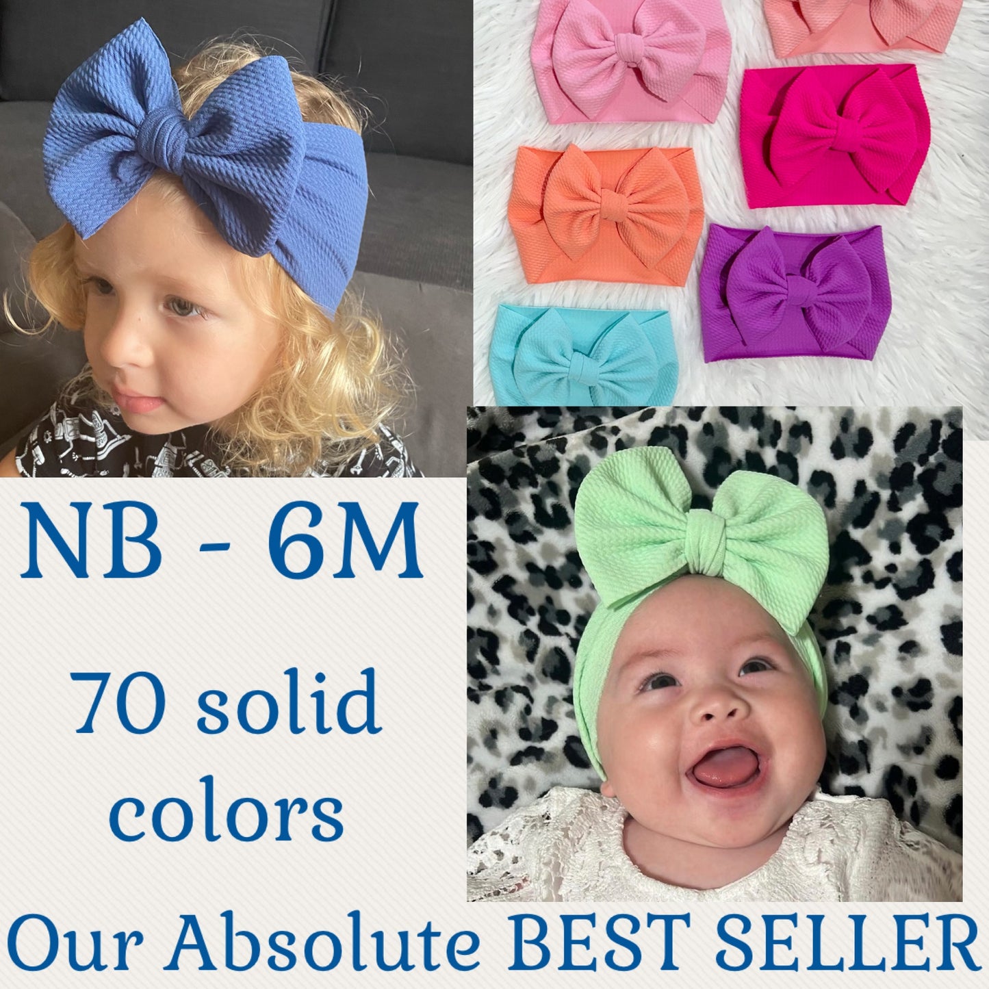 NEWBORN - 6 MONTHS / 14" Long Big Bow Baby Headband