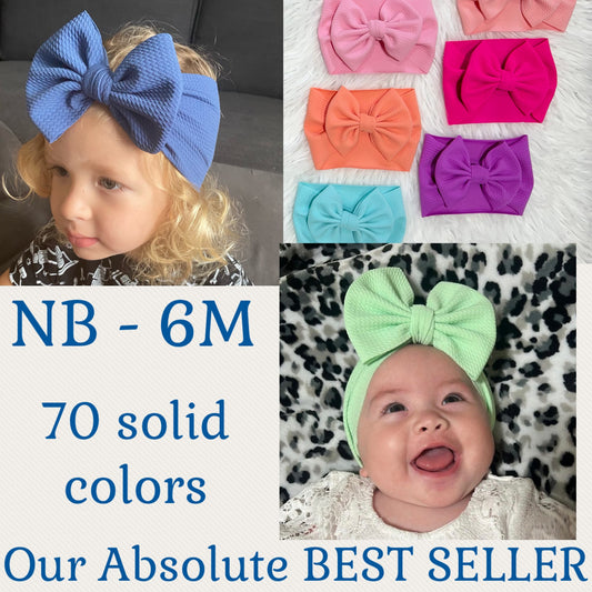 NEWBORN - 6 MONTHS / 14" Long Big Bow Baby Headband