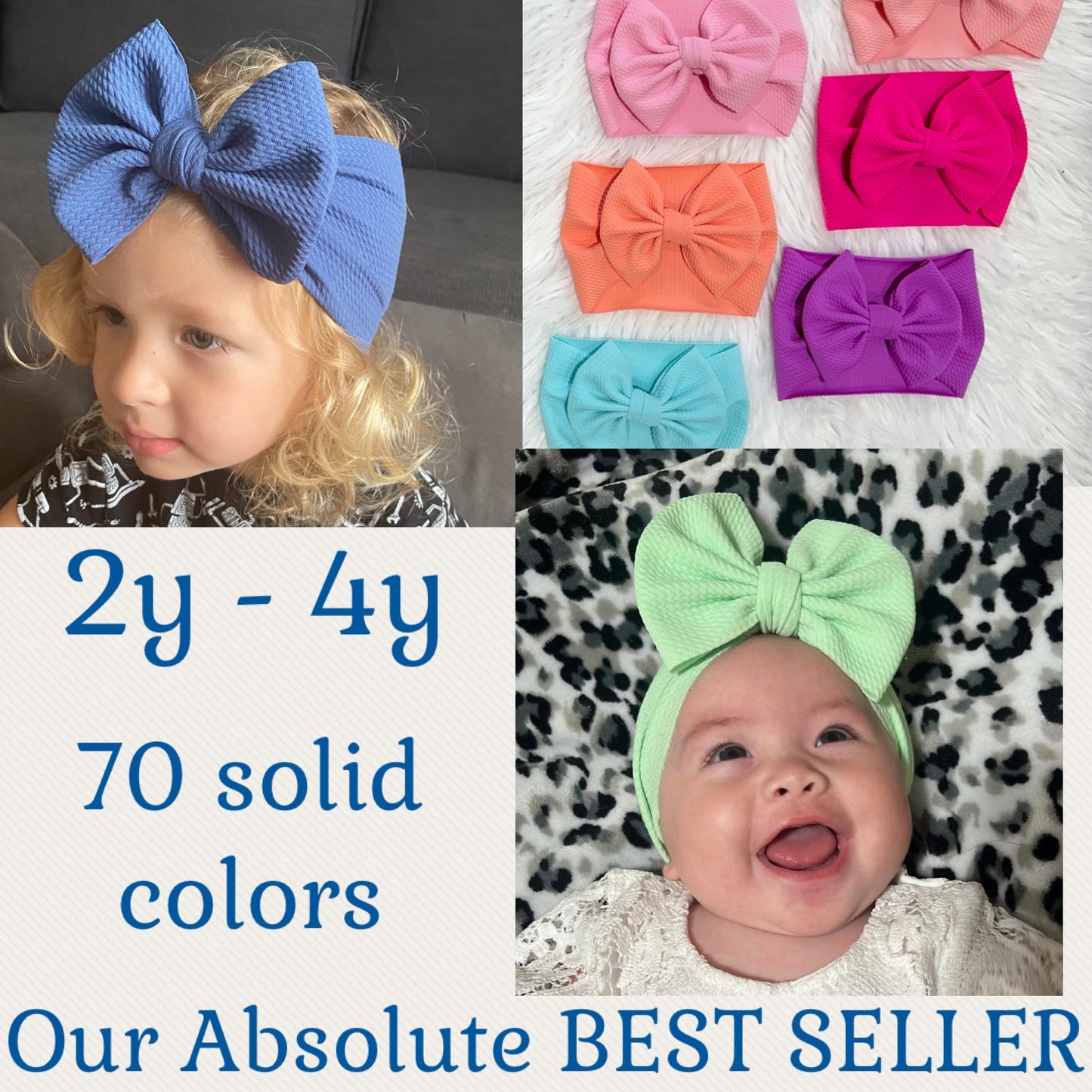 2 YEARS - 4 YEARS / 18" Long  Big Bow Baby Headband