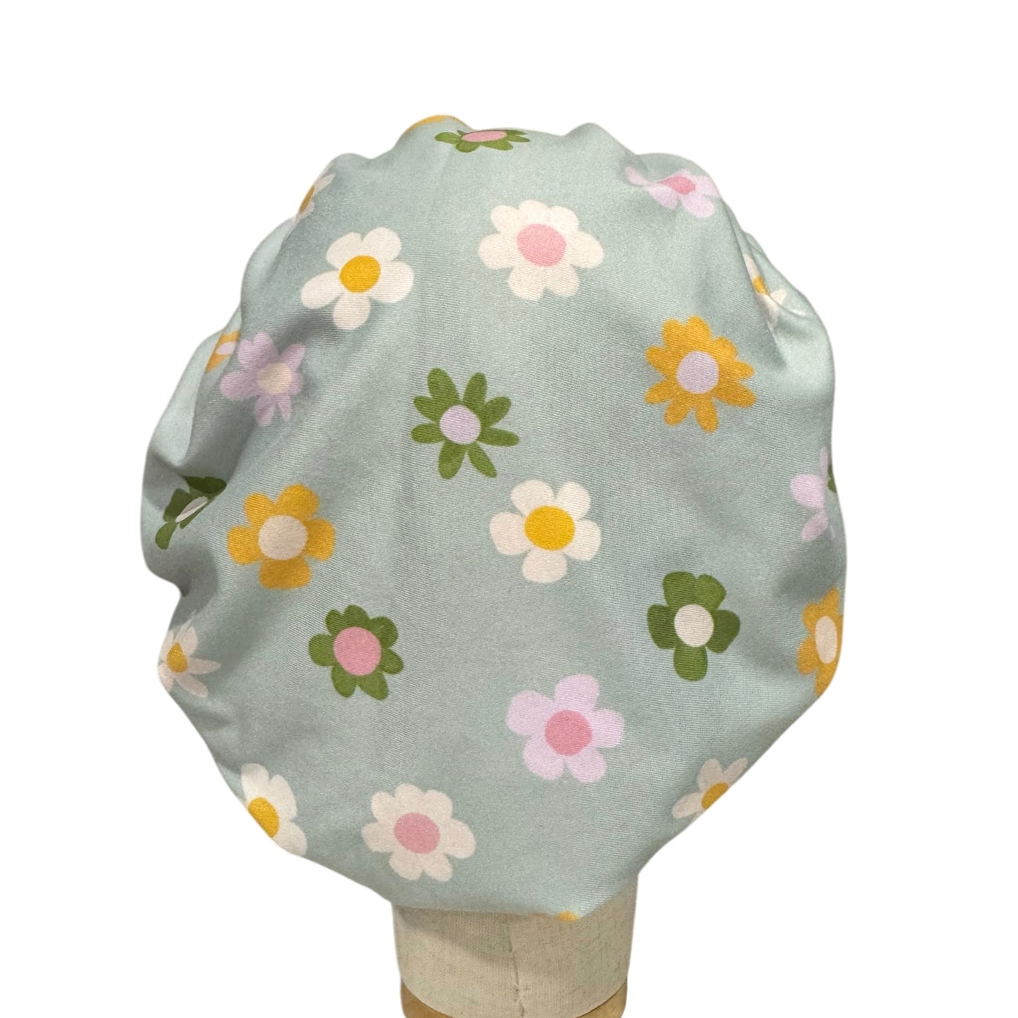 Pale Sage Floral Scrub Cap