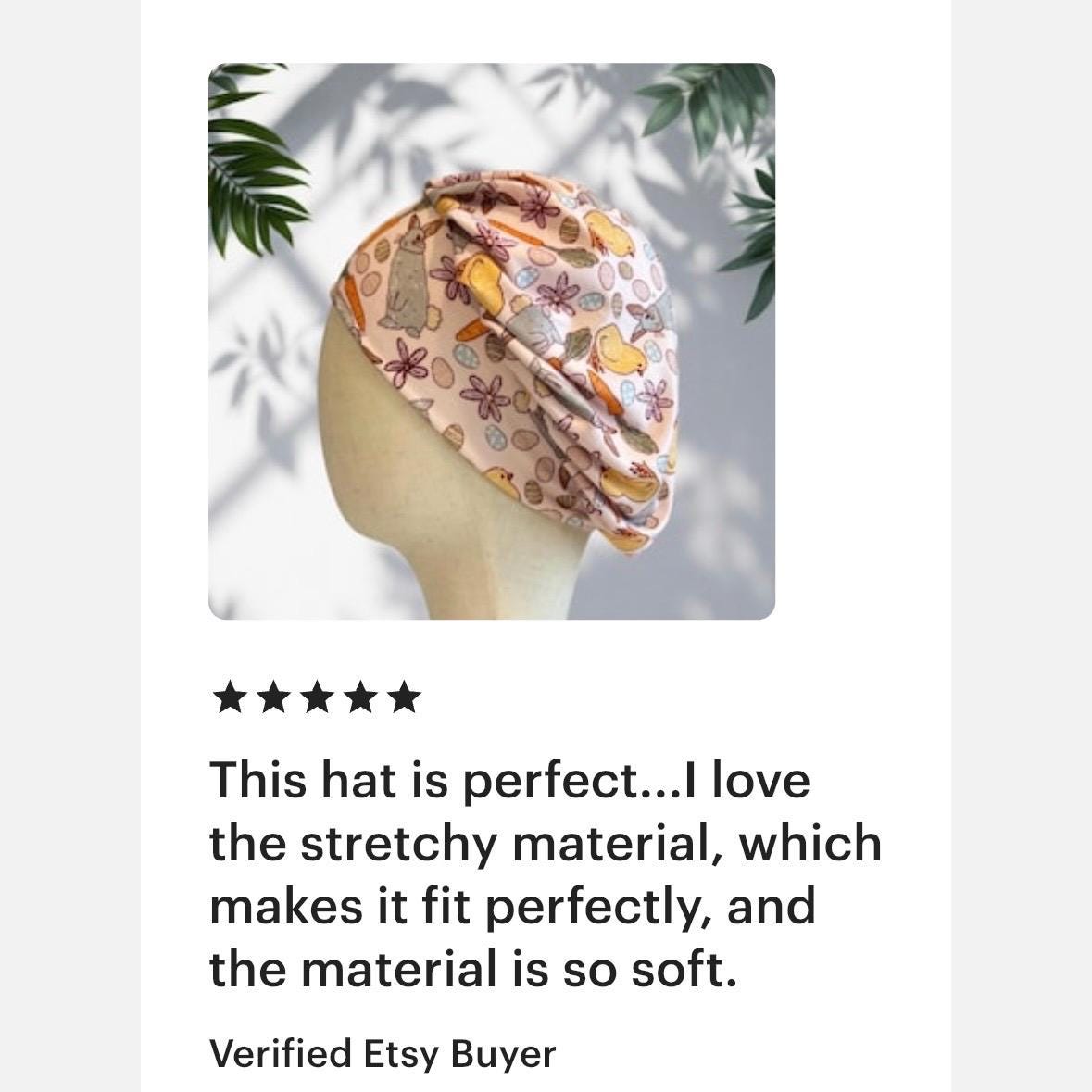 Floral on white Scrub Cap Hat, Soft Stretchy Headband Style Bouffant Cap, OR Hat