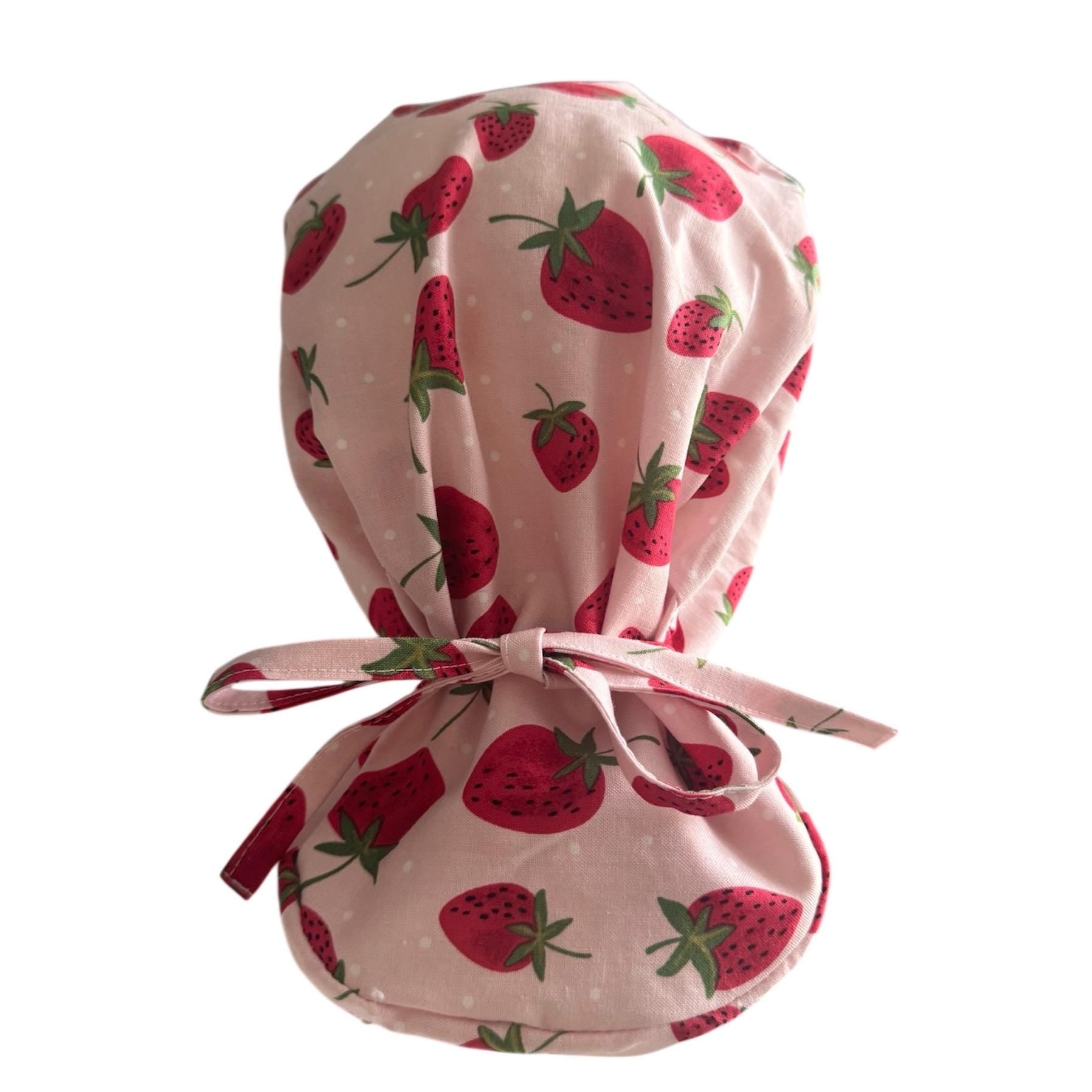 Strawberry Ponytail Scrub Cap, Cotton Surgical Scrub Cap, OR Scrub Cap