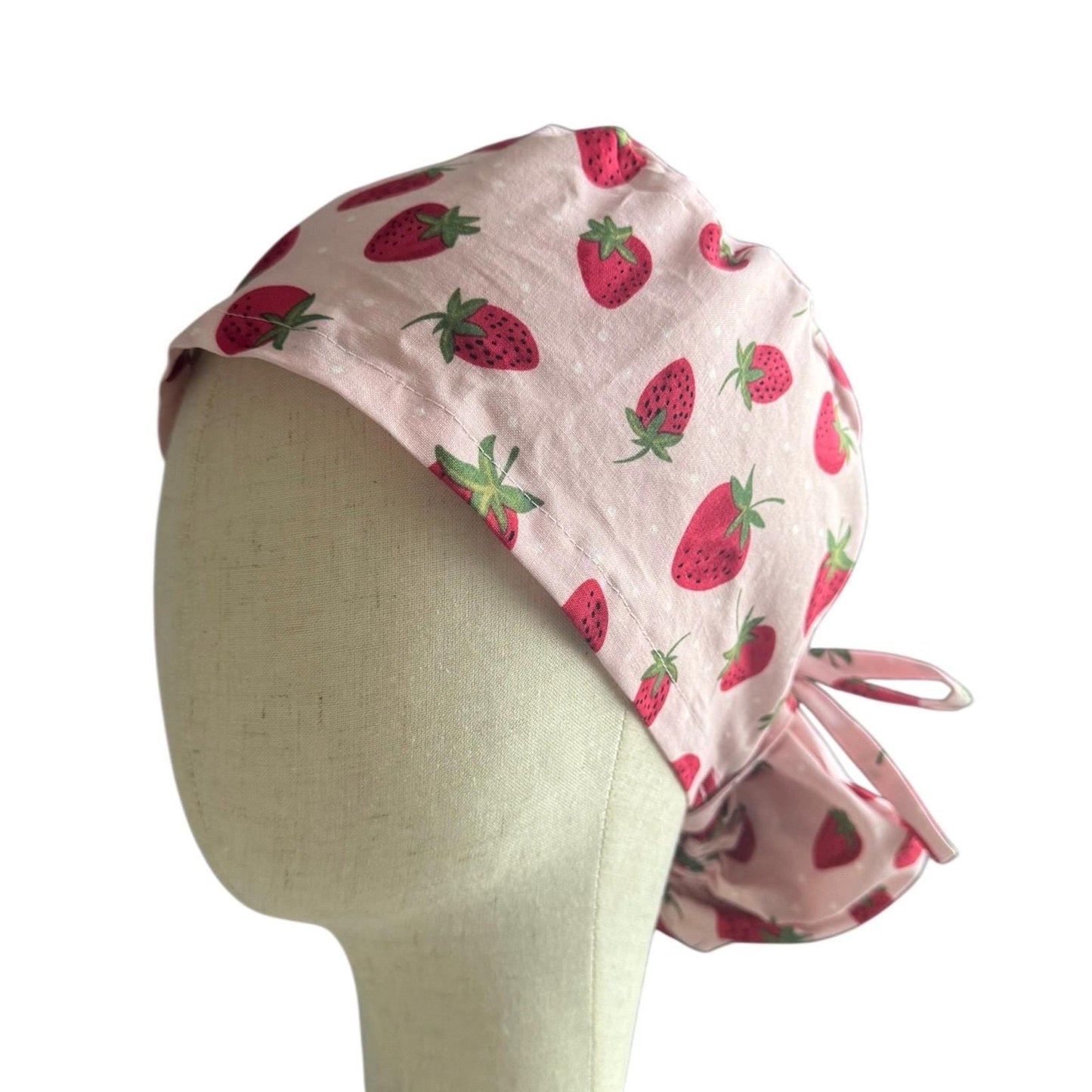 Strawberry Ponytail Scrub Cap, Cotton Surgical Scrub Cap, OR Scrub Cap