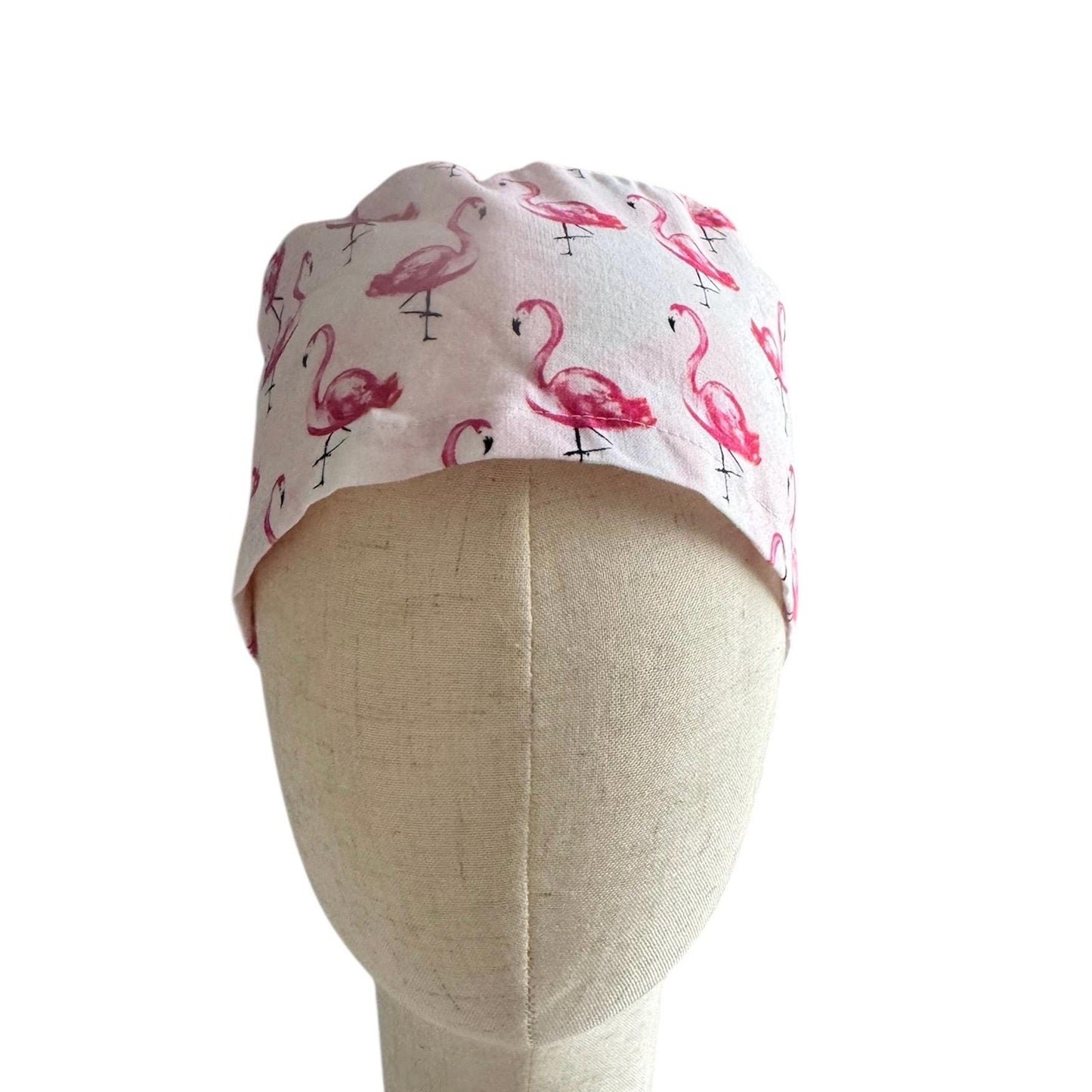 Flamingo Ponytail Scrub Cap, Cotton Surgical Scrub Cap, OR Scrub Cap