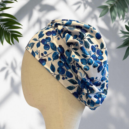 Blueberry Scrub Cap Hat, Soft Stretchy Headband Style Scrub Cap, Euro Cap