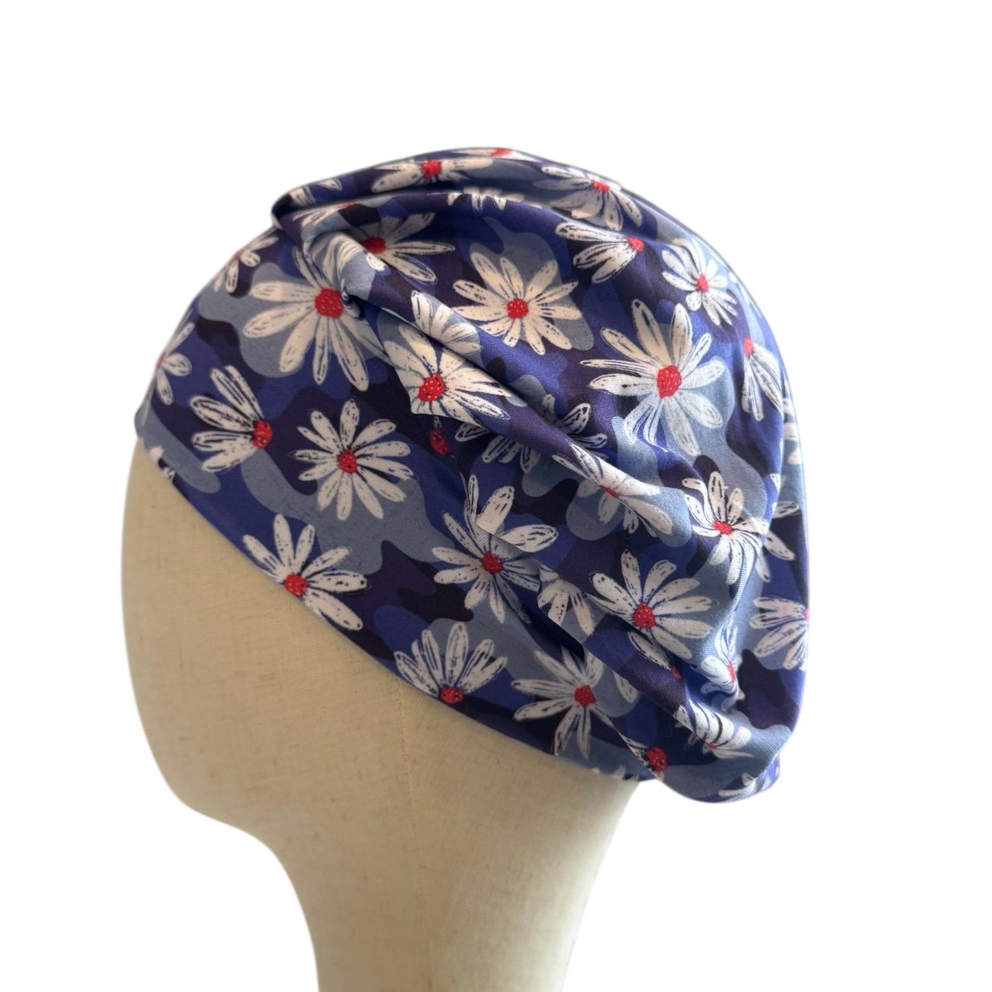 Floral 4th of July Scrub Cap Hat, Soft Stretchy Headband Style Euro Cap, OR Hat