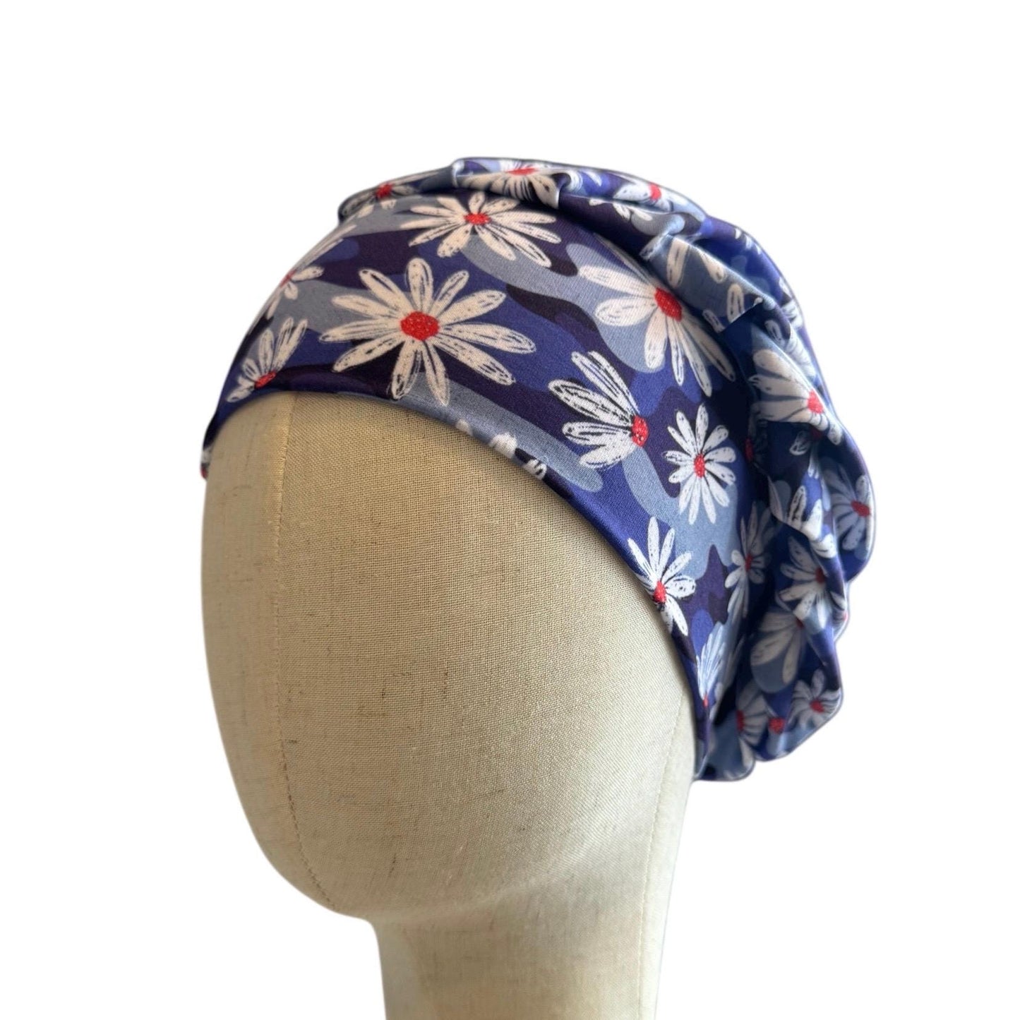 Floral 4th of July Scrub Cap Hat, Soft Stretchy Headband Style Euro Cap, OR Hat