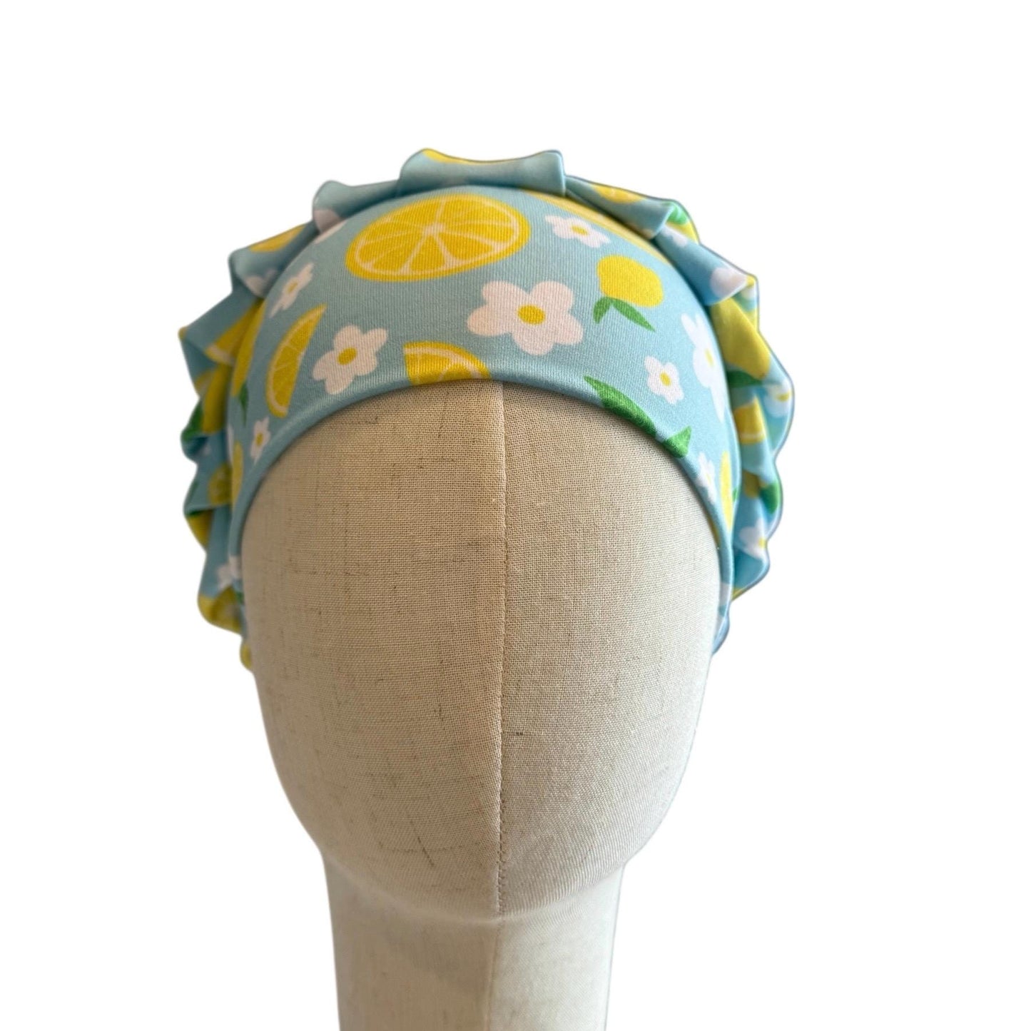 Lemon Floral Scrub Cap Hat, Soft Stretchy Headband Style Euro Cap, OR Hat