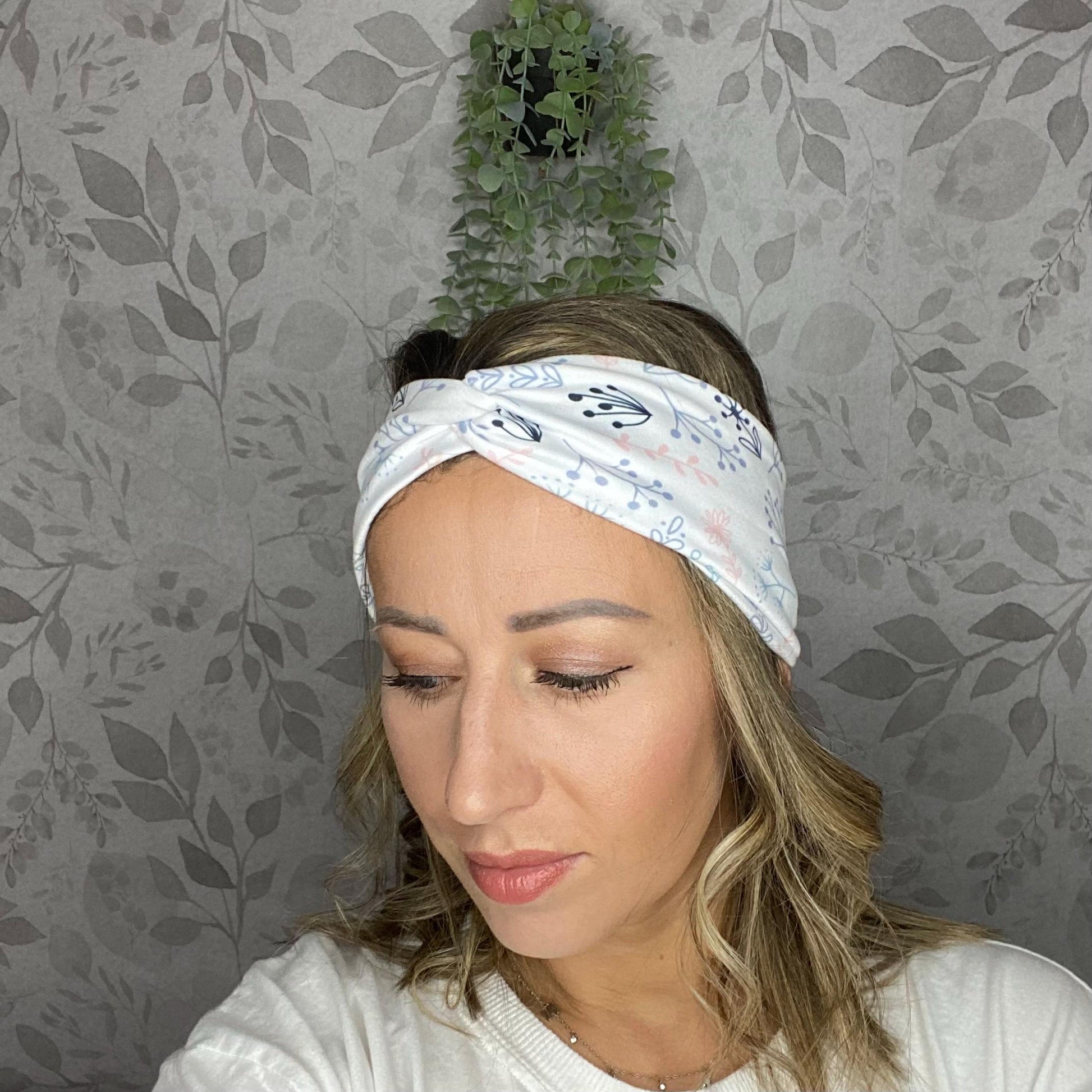 Pastel Floral Twist Headband, Stretchy Soft Headband