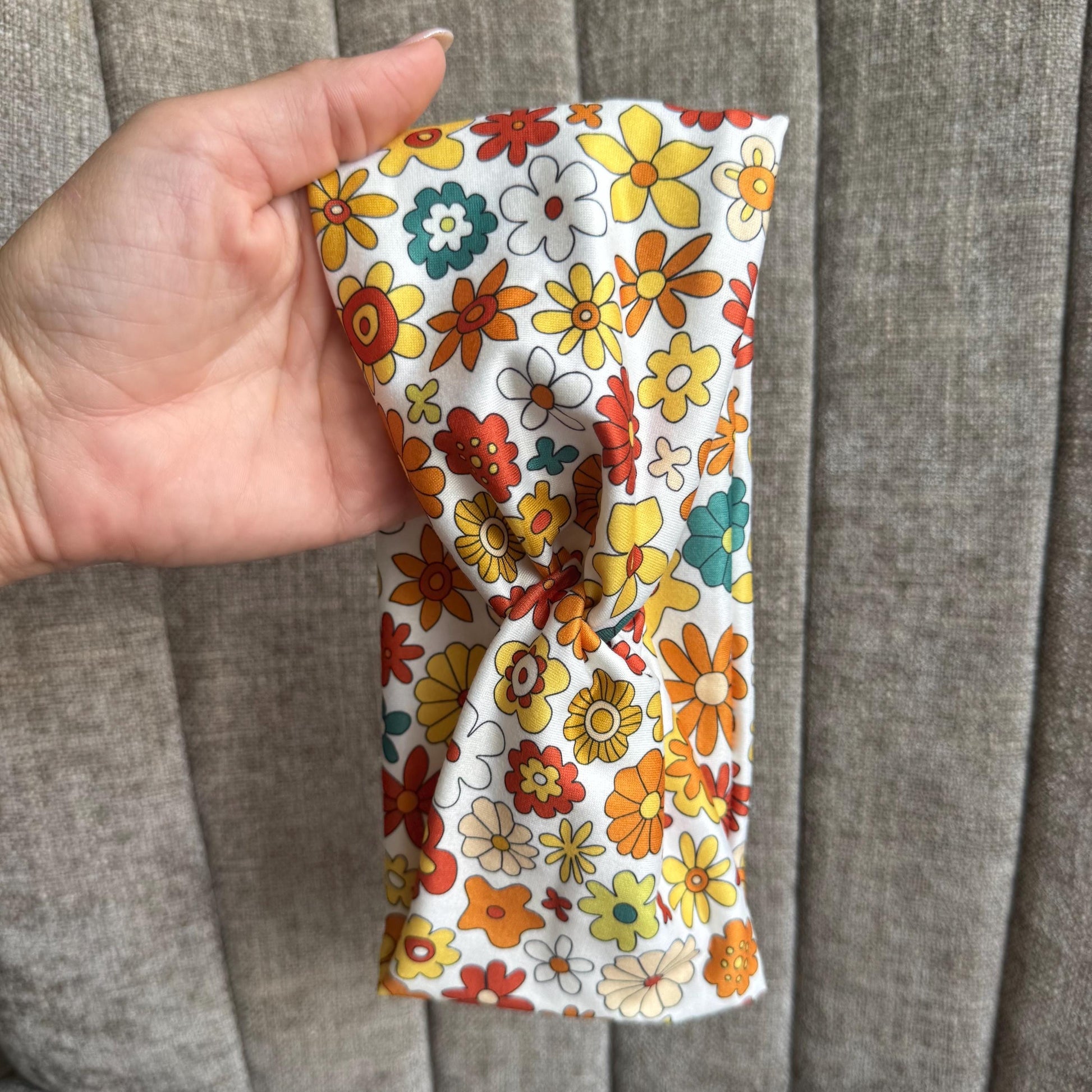 Boho Floral Twist Headband, Stretchy Soft Headband