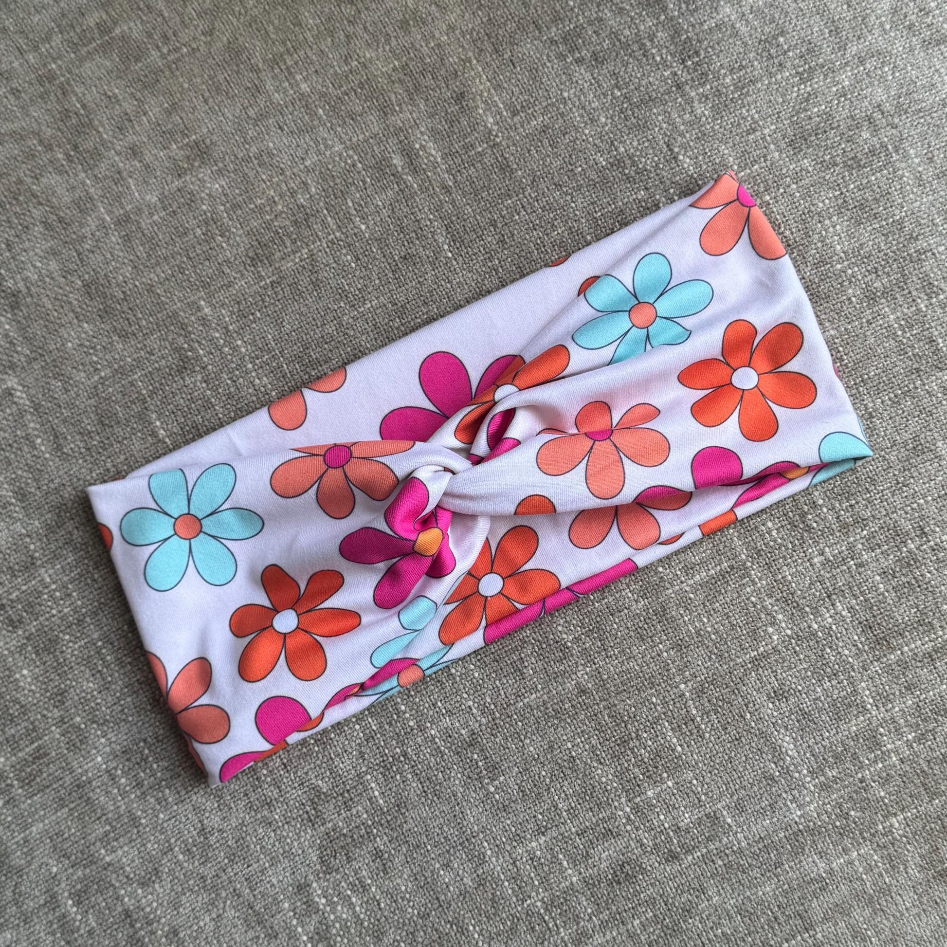 Summer Floral Twist Headband, Stretchy Soft Headband