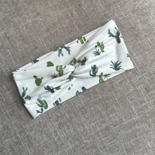 Ivory Cactus Twist Headband, Stretchy Soft Headband