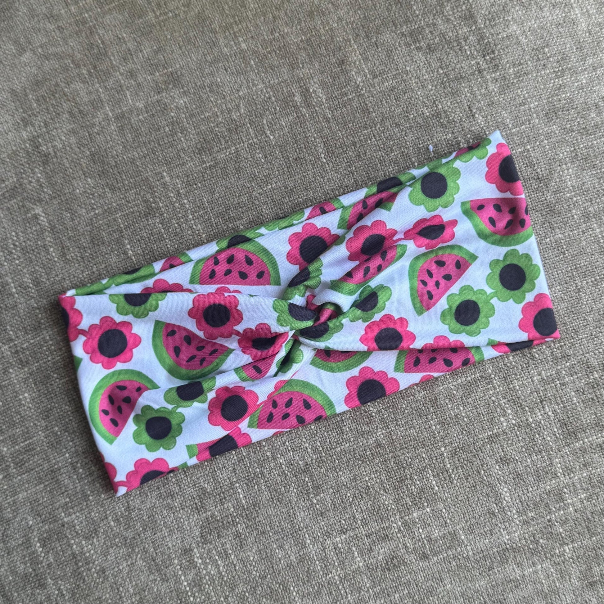 Watermelon Floral Twist Headband, Stretchy Soft Headband
