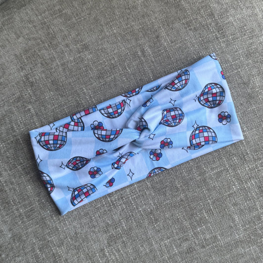 4th of July Disco Twist Headband, Stretchy Soft Headband