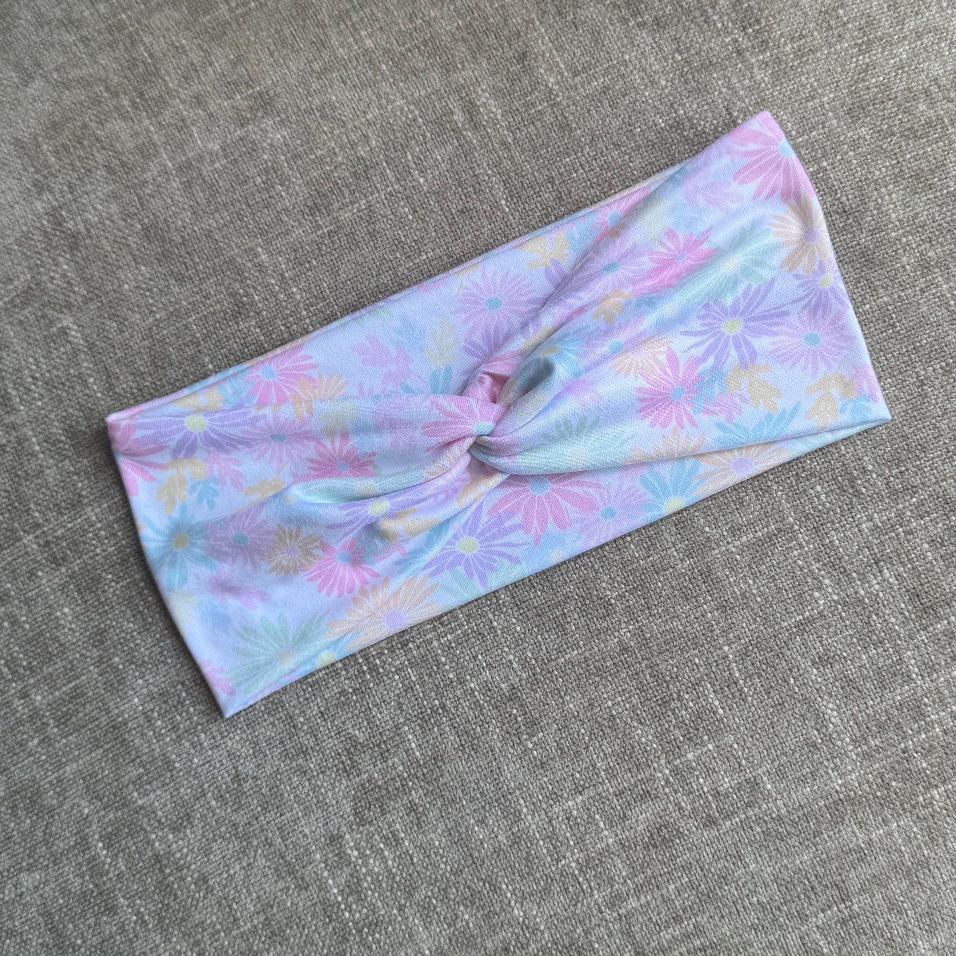 Pastel Floral Twist Headband, Stretchy Soft Headband
