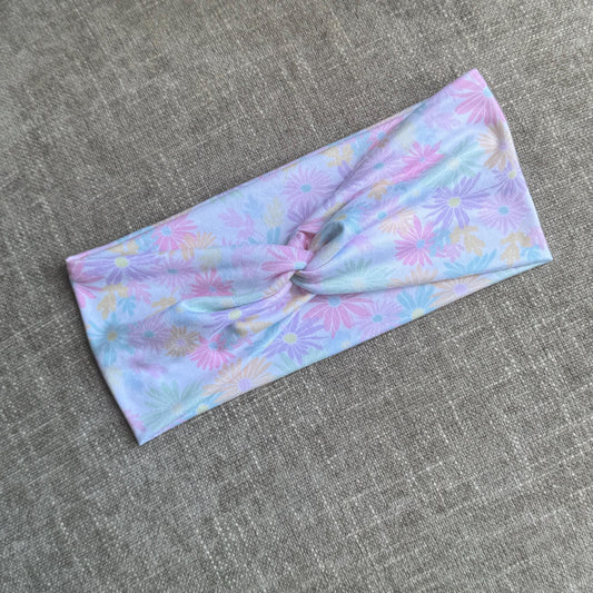 Pastel Floral Twist Headband, Stretchy Soft Headband